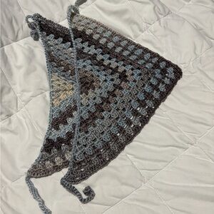 Handmade Crocheted Banadas in Blue, Gray & Cream (Set of 2)